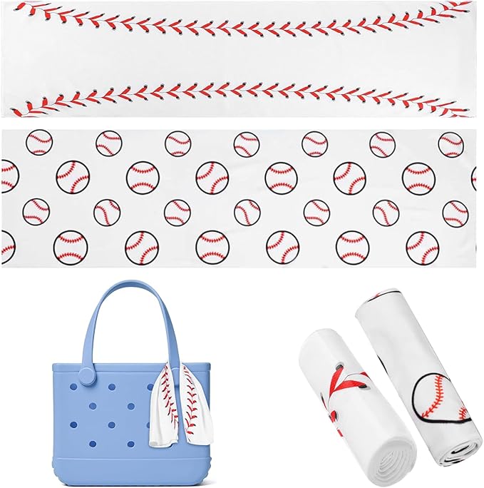 2pcs Baseball Cooling Towels for Bogg Bag – 160GSM Breathable Ice Towels, Thickened Chilly Sports Accessories for Beach/Gym/Travel/Workout, Bogg Bag Companion,Sweat-Absorbing/Quick-Drying-White