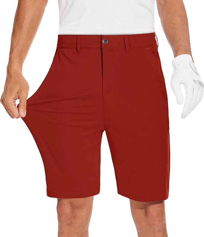 JWM Mens 7"/9" Stretch Golf Shorts - Lightweight Hybrid Casual Dress Work Flat Front Shorts with 5 Pockets Quick Dry UPF50