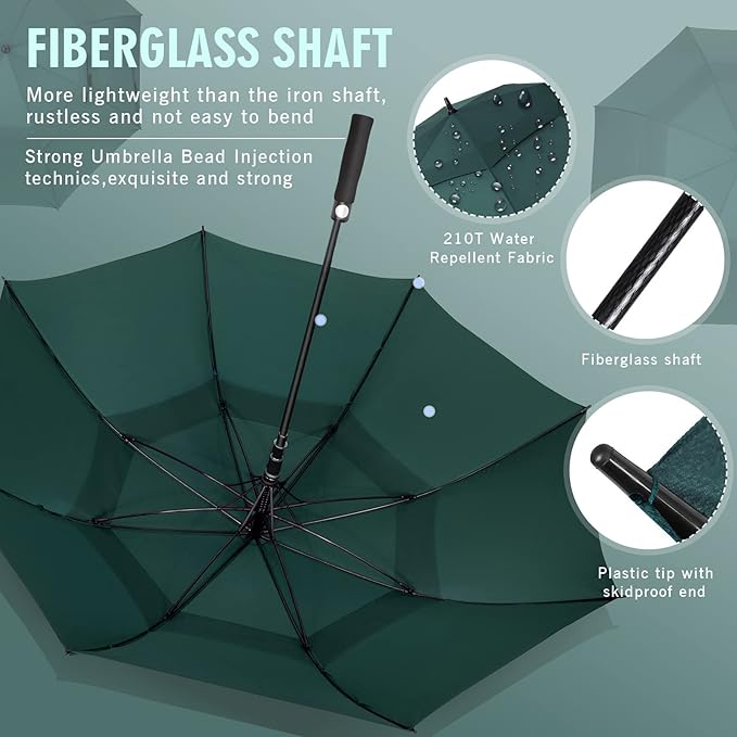 ZOMAKE Golf Umbrella Windproof, Extra Large Oversized Heavy Duty Double Canopy for Rain, Sports Games & Push Cart(51/54/62/68/72Inch)