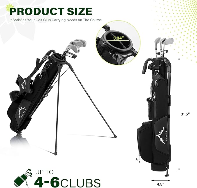 UNIHIMAL Par 3 Golf Bag Small Lightweight with Dual Shoulder Straps – Pitch n Putt Golf Bag Easy to Carry and Durable for Men/Women– 31.5 inches Tall