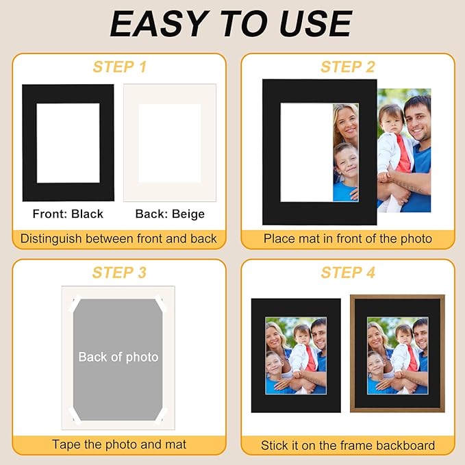 Phinus 8 Pack Picture Mats for Frames, Acid Free 11x14 Matted to 8x10, Picture - Image 5