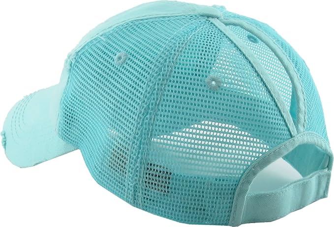 Classic Plain Ponytail Messy High Bun Headwear Adjustable Cotton Trucker Mesh Glitter Hat Baseball Cap