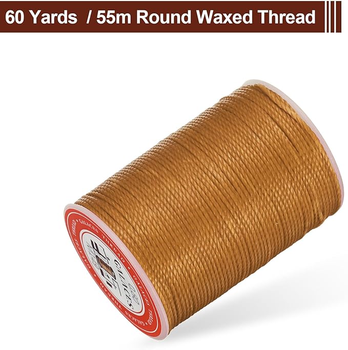 uxcell Round Leather Sewing Waxed Thread, 55m / 60 Yards Wax Polyester String - Image 3