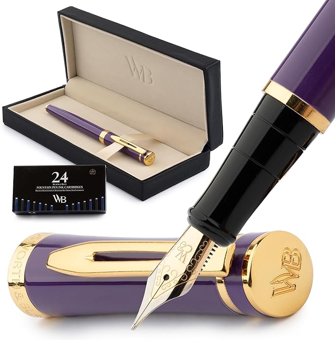 Wordsworth & Black Fountain Pen Set, Medium Nib, Includes 24 Ink Cartridges and by WordsworthBlack