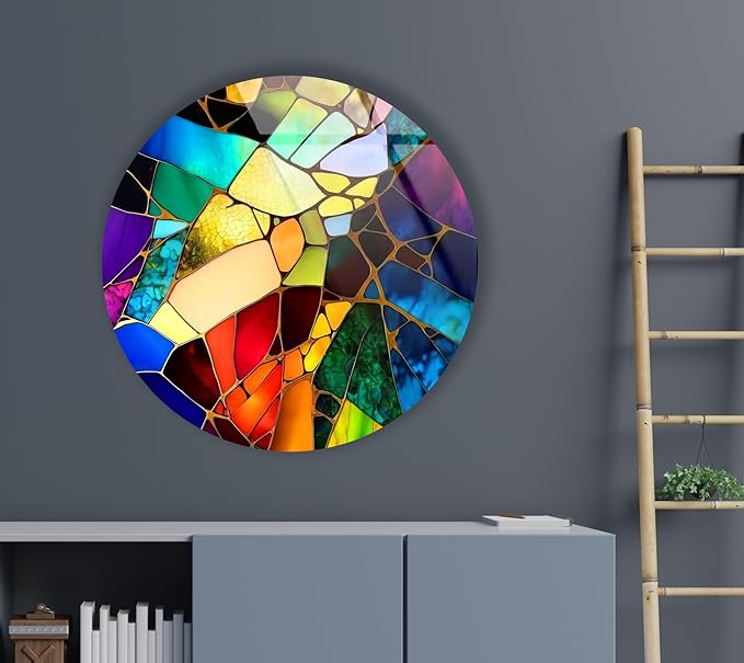 My Photostation.com 24'' Diameter Multicolor Round Stained Glass Wall Art - Image 3