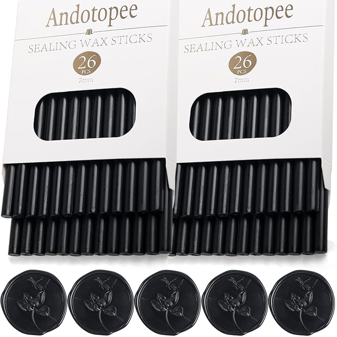 52pcs Black Sealing Wax Sticks, Andotopee Glue Gun Wax Seal Sticks by Andotopee