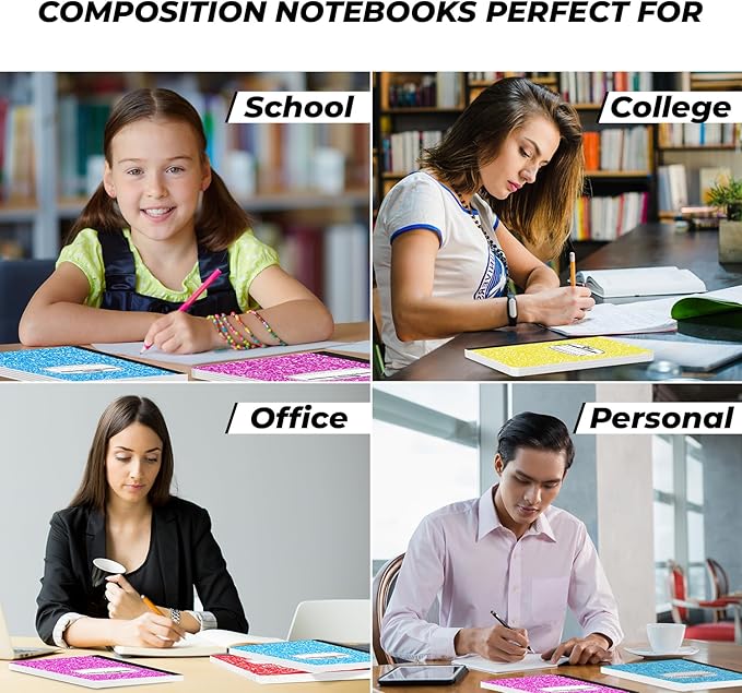 Rosmonde 50 Pack Bulk Composition Notebooks, Wide Ruled, 200 Pages, 9-3/4 x - Image 6