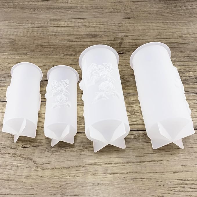 Flower Pillar Candle Molds 4pcs Rose Lily of The Valley Cylinder Silicone Molds - Image 4