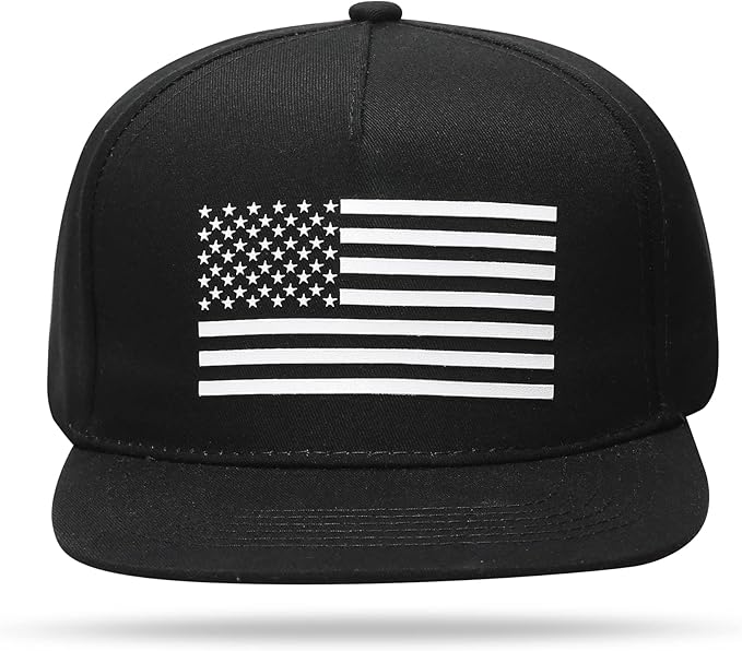 UALON Baseball Cap, Snapback Trucker Hat for Men & Women with American Flag and Adjustable, Breathable Mesh, Flat Bill Hats