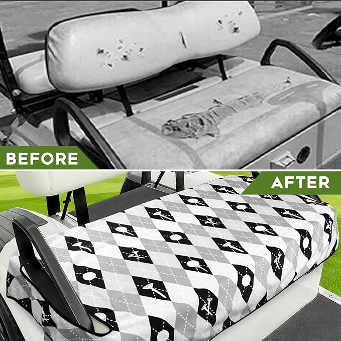 Golf Cart Seat Covers Club Car Golf Cart Accessories for Men Women Golf Carts Seat Towel Blanket 2-Seat Golf Cart Decorations