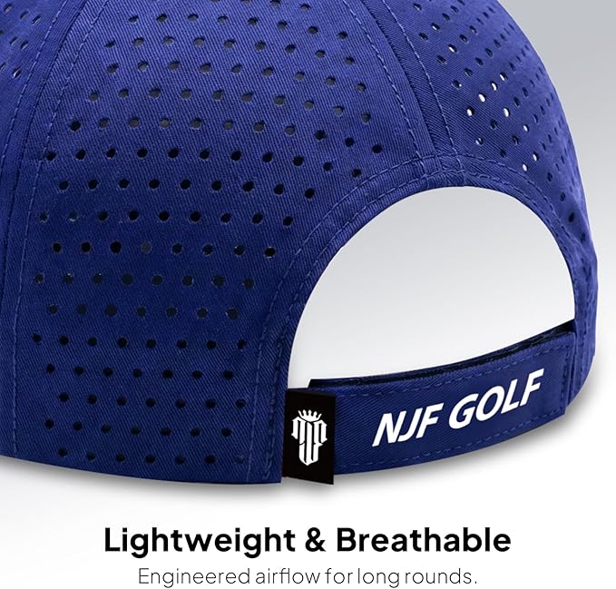 NJF Golf Hat Men - Breathable Mens Golf Hats, Adjustable Rope Hook and Loop Style Cap, Convenient Cap with Tee Holder
