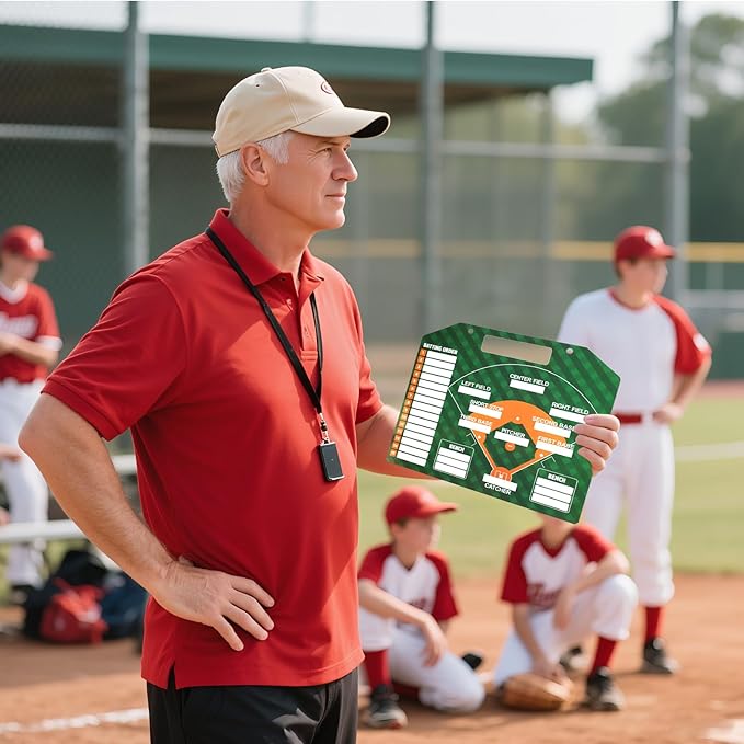 Magnetic Baseball Lineup Board for Dugout, Dry Erase Coach Lineup Board, Baseball Coaching Board, Baseball Clipboard for Coaches with 40 Lineup Cards, Baseball Coaching Accessories