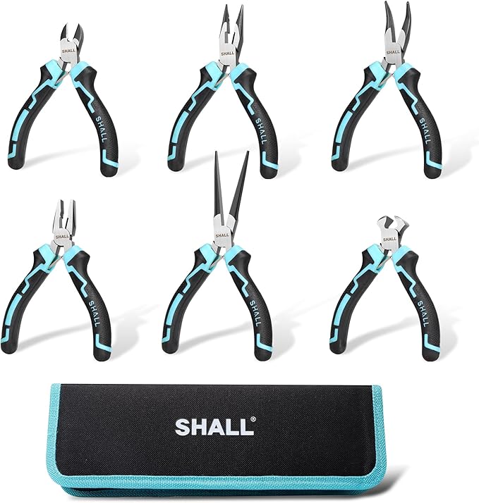 SHALL Mini Pliers Set, 6-Piece Small Pliers Tool Set Includes Needle Nose by SHALL