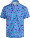 HUURAY Funny Golf Polos for Men Funny Print Short Sleeve Shirts Quick Dry Polo Shirts Hawaiian Shirt Performance Golf Outfits