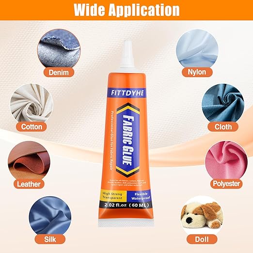 Fabric Glue Permanent, 60 ML Washable Clear Clothing Glue, Super Fabric Adhesive - Image 2