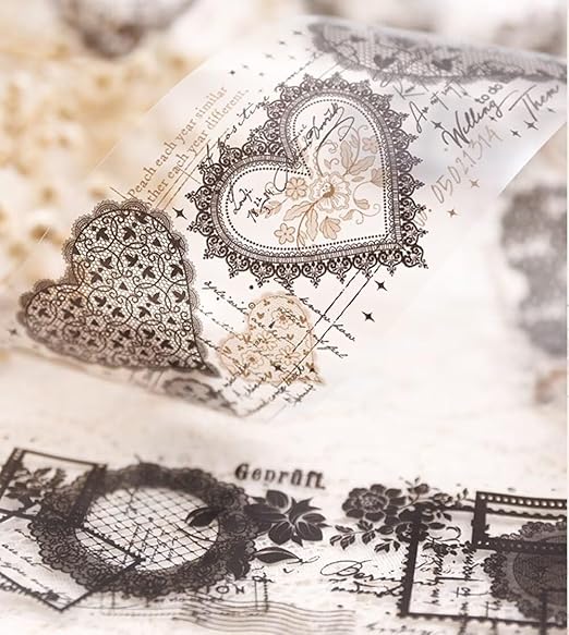 3pcs Vintage Lace Tape Cutout Art Lace Black White Stickers Roll Sticker PET - Image 2