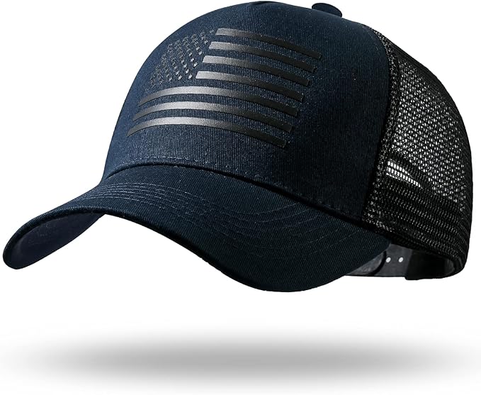 American Flag Trucker Hat - Snapback Hat, Baseball Cap for Men Women - Breathable Mesh Side, Adjustable Fit - for Casual Wear