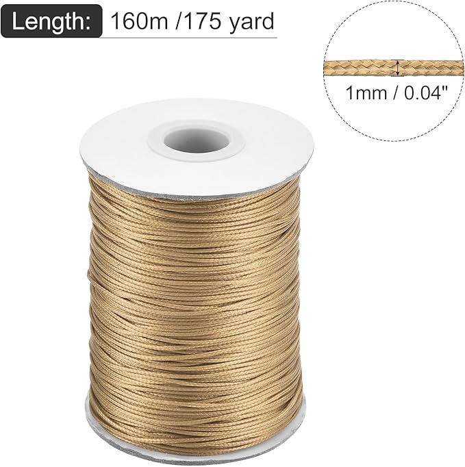 MECCANIXITY Waxed Cord 1mm Waxed Polyester Cord 175 Yard Wax String - Image 2