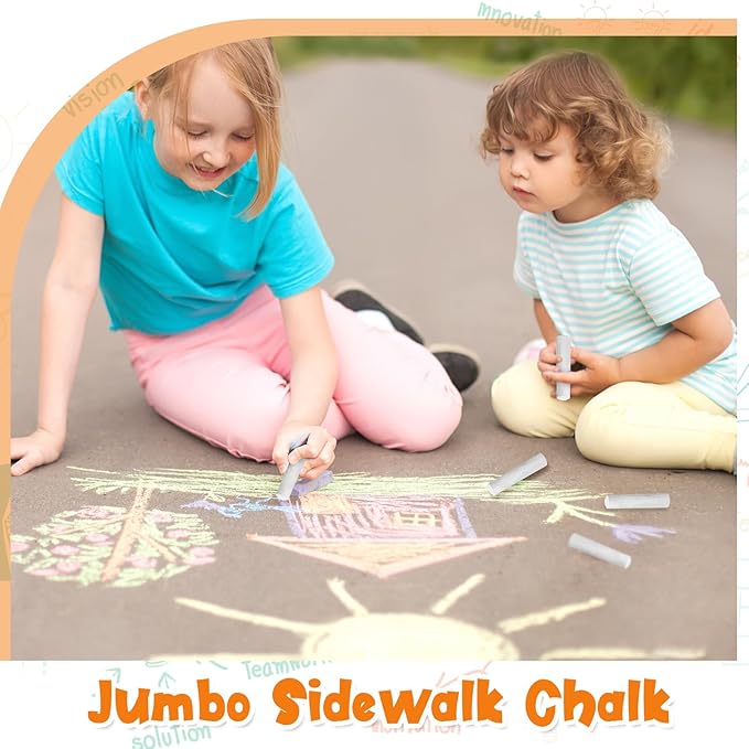 40 Pcs Sidewalk Chalks for Kids Non Toxic Jumbo Chalk for Party Gift Outdoor - Image 6