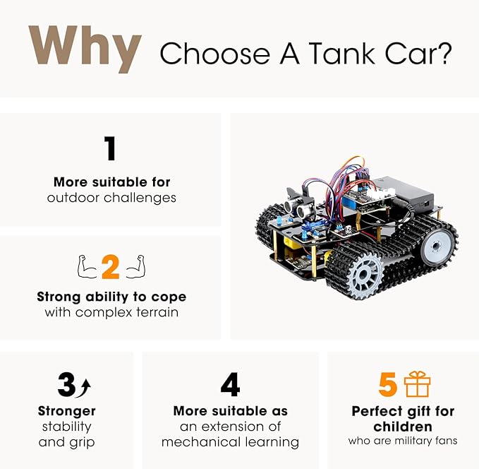 Robotics Kit for Kids Ages 8–12, Smart Robot Tank Car Compatible - Image 2