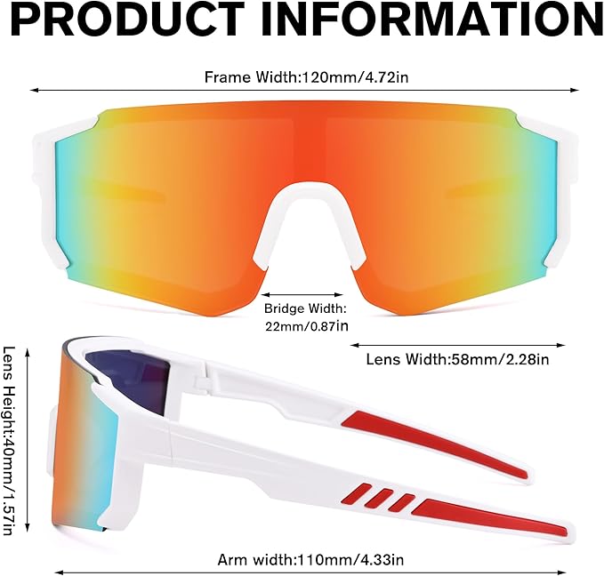 COASION Kids Baseball Sunglasses - Baseball Sunglasses for Boys Girls With Strap - Sports Softball Shades Age 3-10