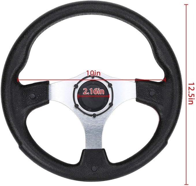 10L0L Golf Cart Steering Wheel, Universal Design Fit for Yamaha, EZGO RXV & TXT, Club Car DS, Club Car Precedent Tempo, Most Golf Cart(Red)