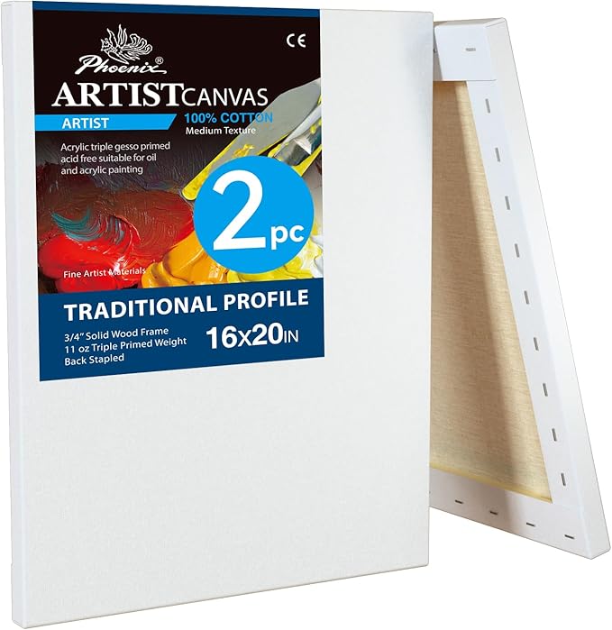 PHOENIX 16x20 Inch 2 Pack Artist Canvas by PHOENIX