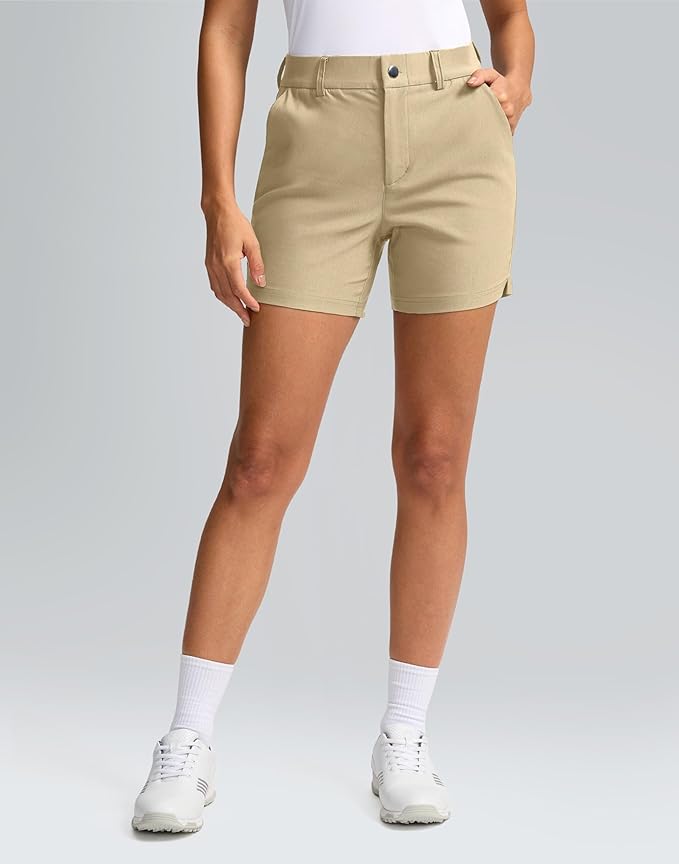 SANTINY Women's 5" Golf Shorts with Pockets Quick Dry Stretch Work Outdoor Hiking Shorts for Women Casual Summer