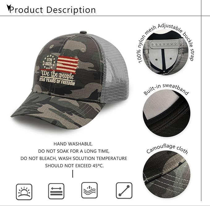 U.S. 250th Anniversary 250 Years Freedoms 1776-2026 Baseball Hats Funny