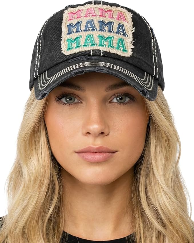 Funky Junque Distressed Vintage Baseball Cap - Embroidered Patch Women's Hat - Holiday, Lifestyle & Patriotic Designs