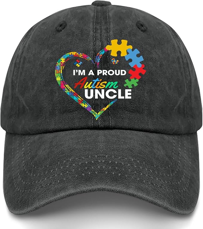 I'm a Pround Autism Uncle Baseball Cap for Mens Fashion Washed Distressed Baseball Caps