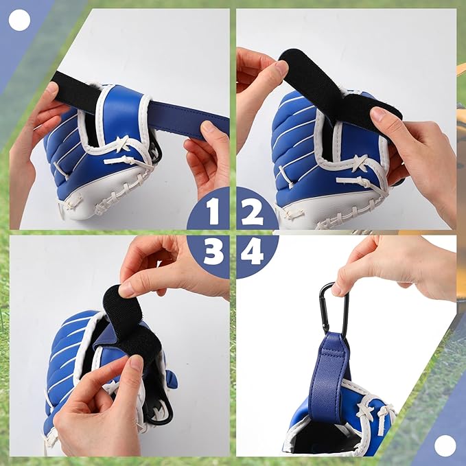 Therwen Adjustable Baseball Glove Clip for Hanging Bags Training Sports Gear Glove Holder Protection Accessory Strap Bag Attachment with Hanging Loops Travel Accessories for Drying