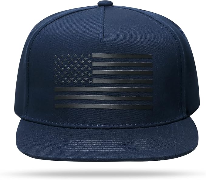 UALON Baseball Cap, Snapback Trucker Hat for Men & Women with American Flag and Adjustable, Breathable Mesh, Flat Bill Hats