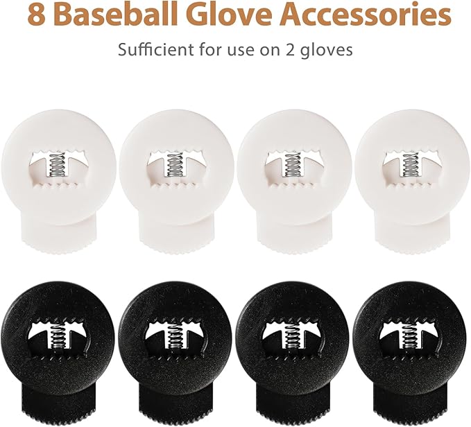 Glove Locks, 8-Pack Baseball/Softball Glove Lace Locks – Vibrant Colors, No Retie Knots, Spring-Lock Tech, Durable Design.