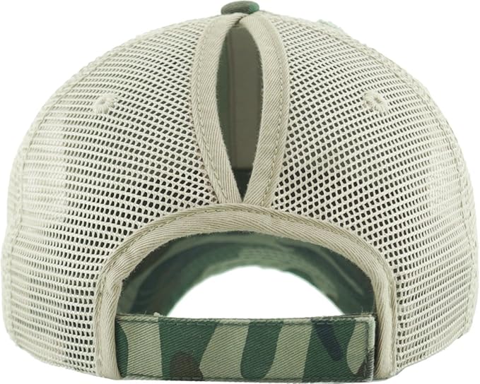 Classic Plain Ponytail Messy High Bun Headwear Adjustable Cotton Trucker Mesh Glitter Hat Baseball Cap