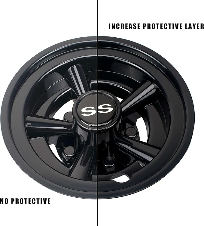 NOKINS Golf Cart SS Wheel Covers Hub Caps for Most Golf Carts 8 inch(Set of 4)