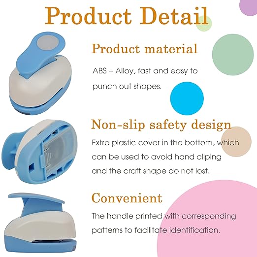 Set 5 Circle Paper Punch 0.3'' / 0.6'' / 1'' / 1.5'' / 2'', Scrapbooking Hole - Image 3
