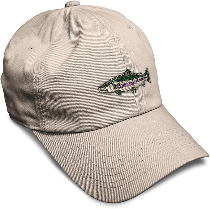 Custom Soft Baseball Hat Embroidered Dad Hat Fish Rainbow Trout Men & Ladies Baseball Cap Cotton