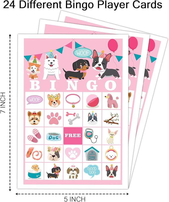 Puppy Dog Party Bingo Game Cards, Animal Themed Bingo Card - Image 3