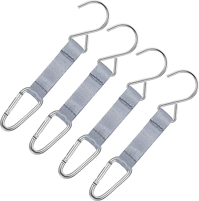 Sumind 4 Pcs Fence Hooks for Baseball Bag Nylon Safety Buckles Metal Fence Hooks Multifunctional Hanging Buckles for Softball Football Tennis Outdoor Sport Equipment Water Cup Backpack (Grey)