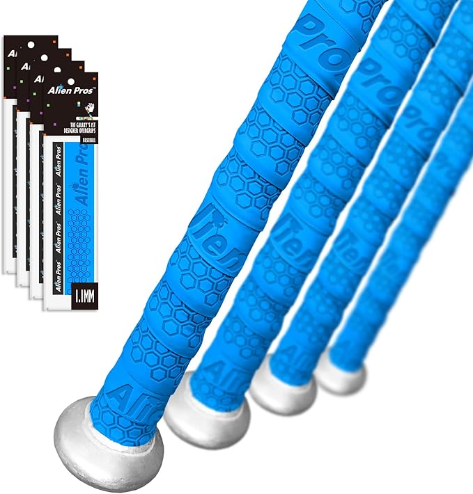 ALIEN PROS Bat Grip Tape for Baseball (2 Grips/4 Grips) – 1.1 mm Precut and Pro Feel Bat Tape – Replacement for Old Baseball bat Grip – Wrap Your Bat for an Epic Home Run (2 Grips/4 Grips)