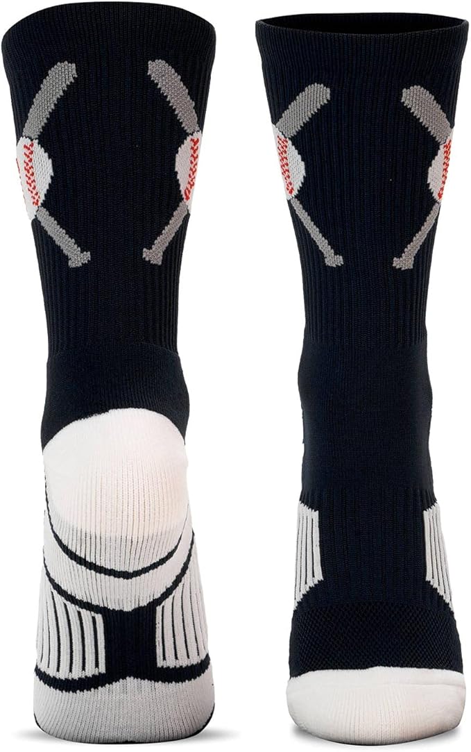 ChalkTalkSPORTS Baseball Socks - Performance Socks for Baseball Players - Crossed Bats - Youth and Adult Sizes