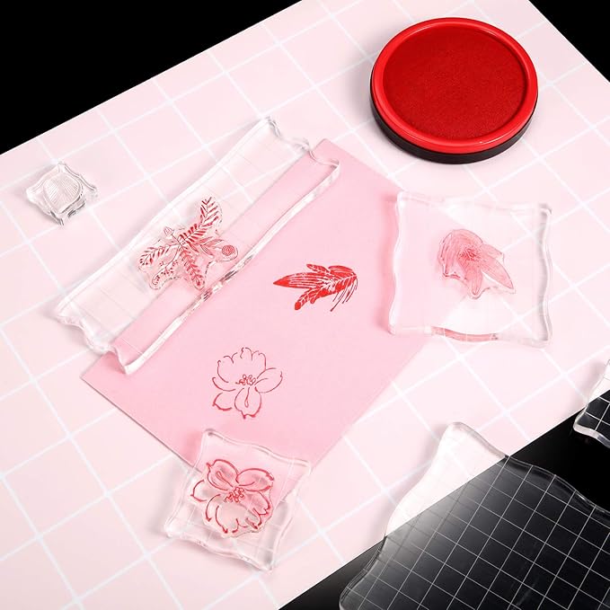 Mudder 7 Pieces Acrylic Stamp Blocks Set Clear Stamping Blocks Tools - Image 4