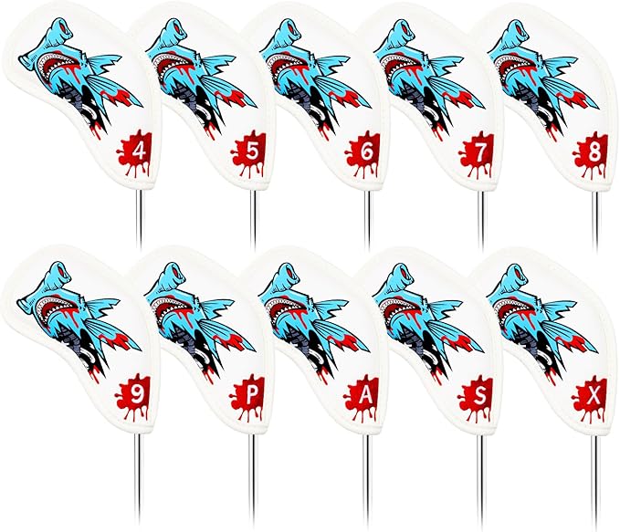 Big Crazy Golf Head Covers, Golf Club Covers Funny, Driver Headcovers, Golf Club Covers, Fairway Woods Head Covers, Hybrids Headcover, Putter Cover with Soft Lining for Golf Gift Hammerhead Sharks