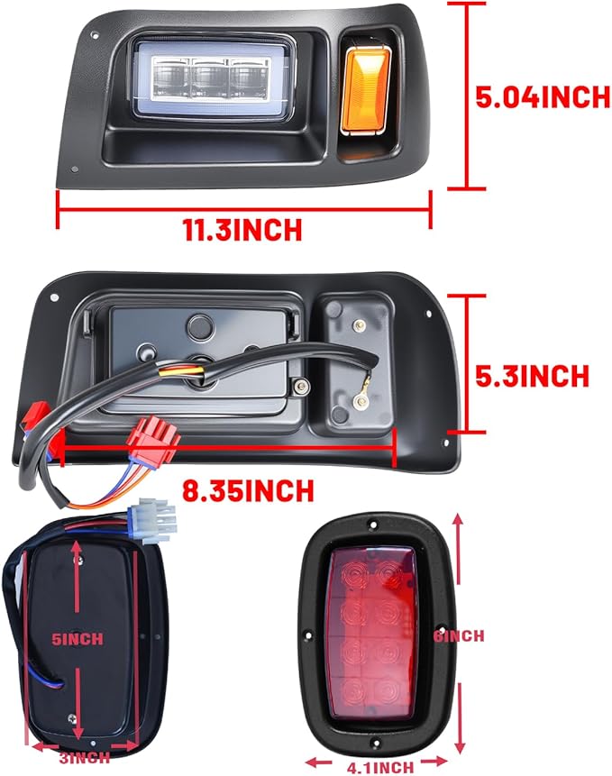 LED High Low Beam Golf Cart Light Kit for Club Car DS Golf Carts 1993-UP 12V Street Legal Light Kit with Turn Signal Wire Harness Compatible with Club Car DS for Gas and Electric