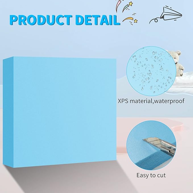 LuckyFoam Blue 4 Pack 12x12x2 inch Foam Sheets 2 Inch Thick Polystyrene - Image 4
