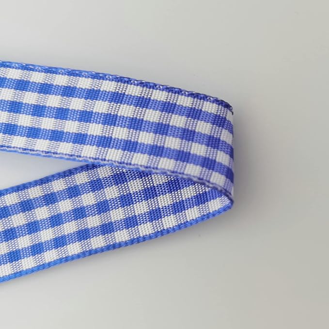 Blue and White Woven Edge Plaid Ribbon 100% Polyester Gingham Ribbon 25 Yards - Image 9