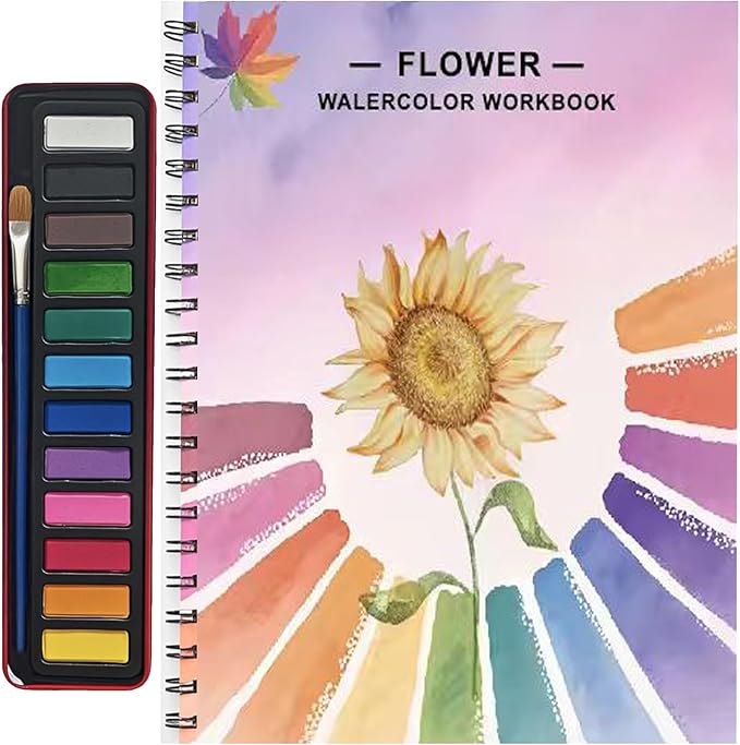 Watercolor Workbooks, Beginner Watercolor Painting Kit – 12 Colors Paint Set by Unknown