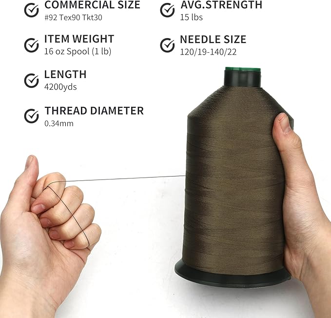 Extra Strong Bonded Nylon Thread #92 Tex90 – 16 OZ, Versatile Stitching Solution - Image 3