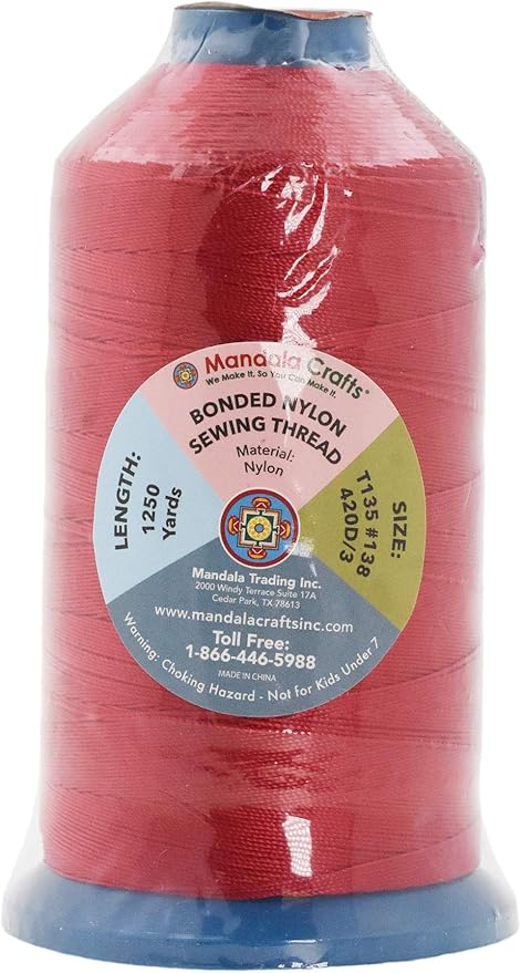 Mandala Crafts Bonded Nylon Thread Red Heavy Duty Sewing Threads - Image 3